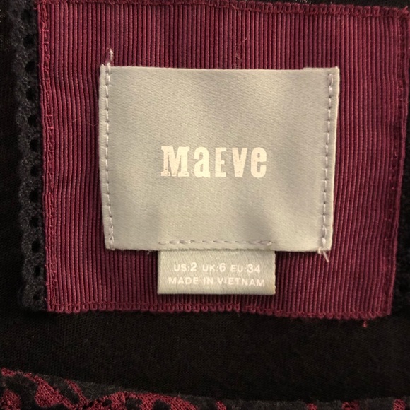 MAEVE BURGUNDY BLACK LACE DRESS ANTHROPOLOGIE - Picture 4 of 12